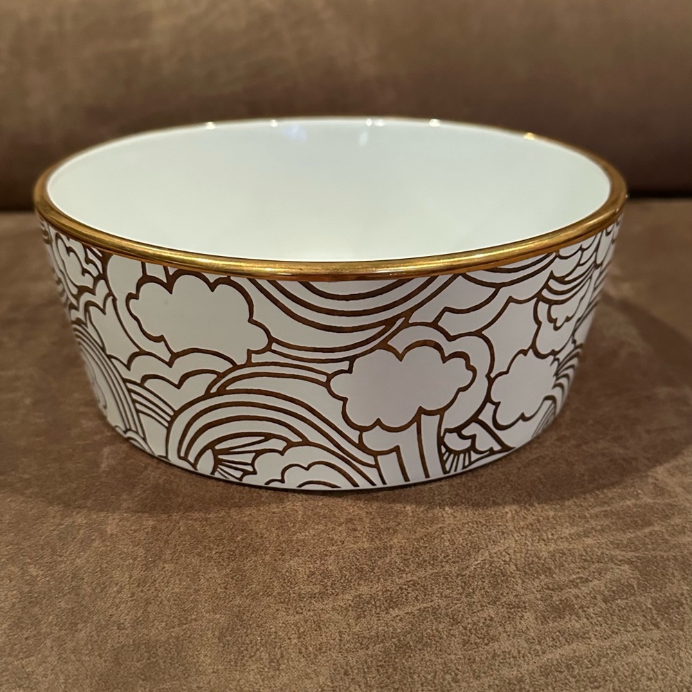 Oh Joy White and Gold Dog Bowl